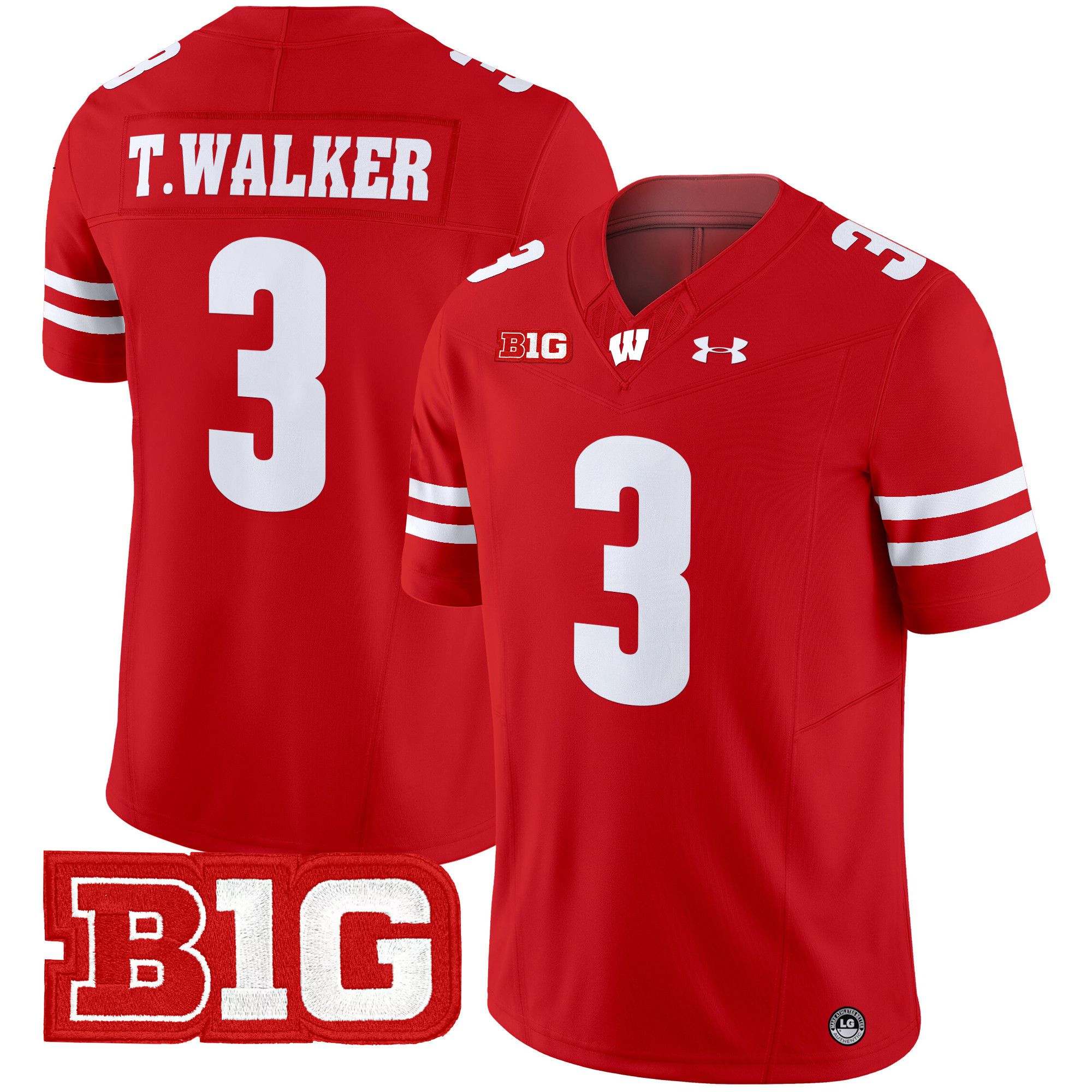 Men Wisconsin Badgers #3 T.Walker Red 2024 Vapor Limited NCAA Jersey style 1->ncaa teams->NCAA Jersey